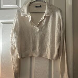 Abrand Cream V-Neck Sweater
